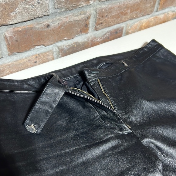 INC Jet Black Genuine Leather Straight Leg Mid Rise Pants - Picture 5 of 15